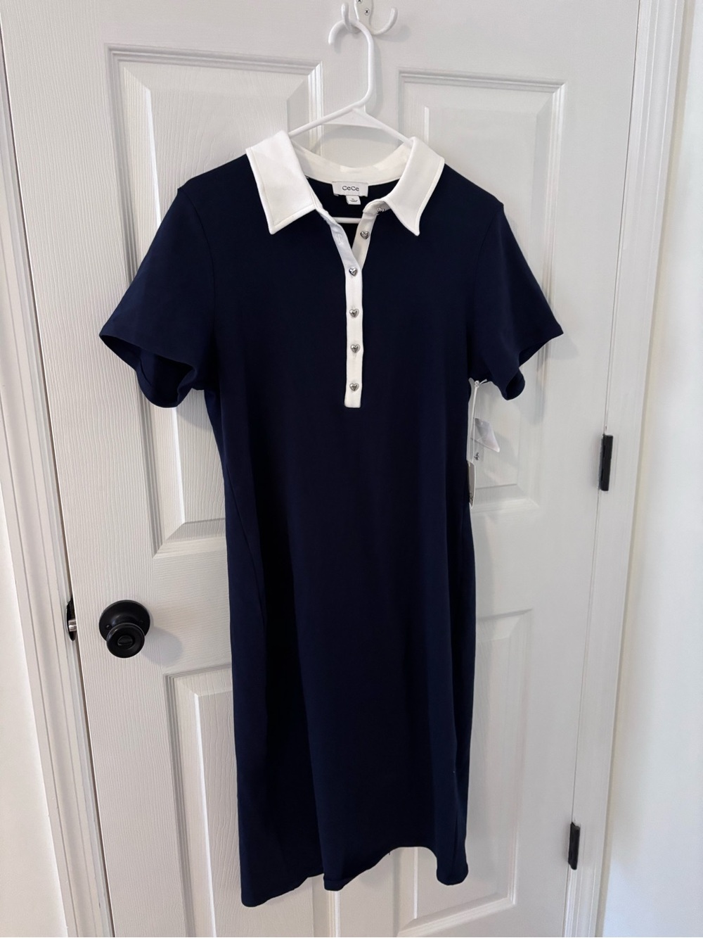 NWT CeCe Navy and White Polo Midi Dress